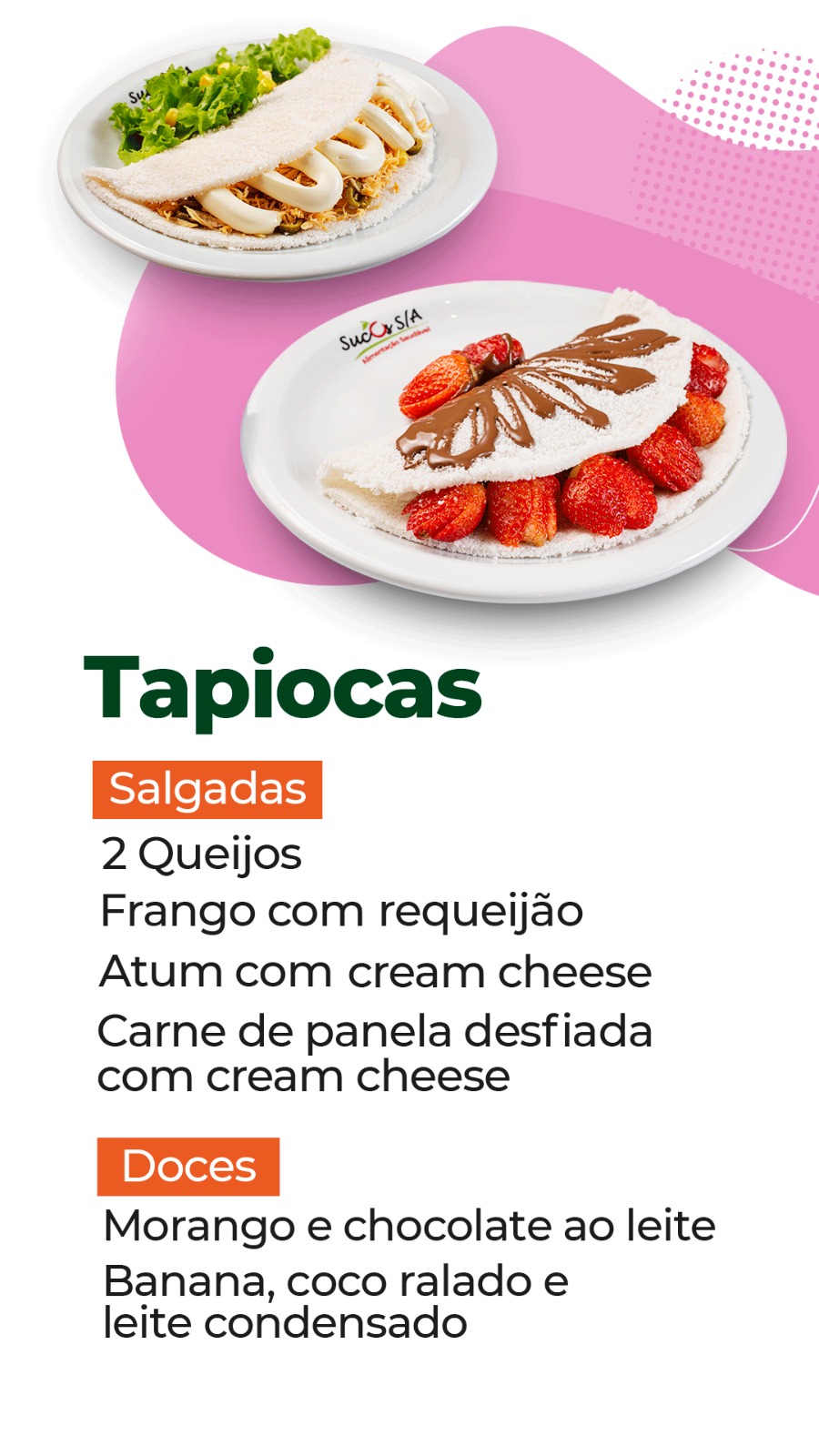 Cardápio Sucos SA Tapiocas